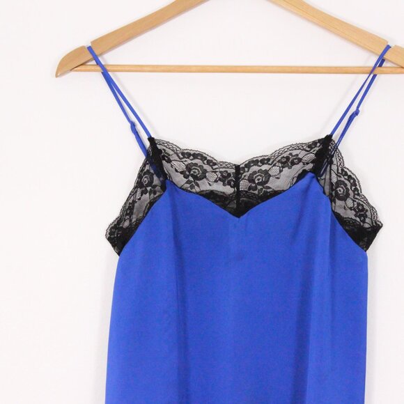 *Suzy Shier Blue Lace-Trimmed Silky Negligee - Picture 3 of 6